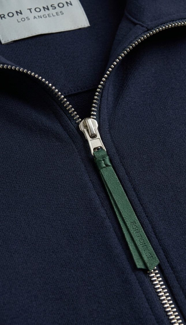 Full Zip Sweater - Navy - Detail