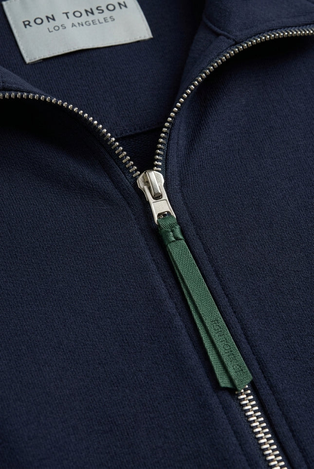 Full Zip Sweater - Navy - Detail