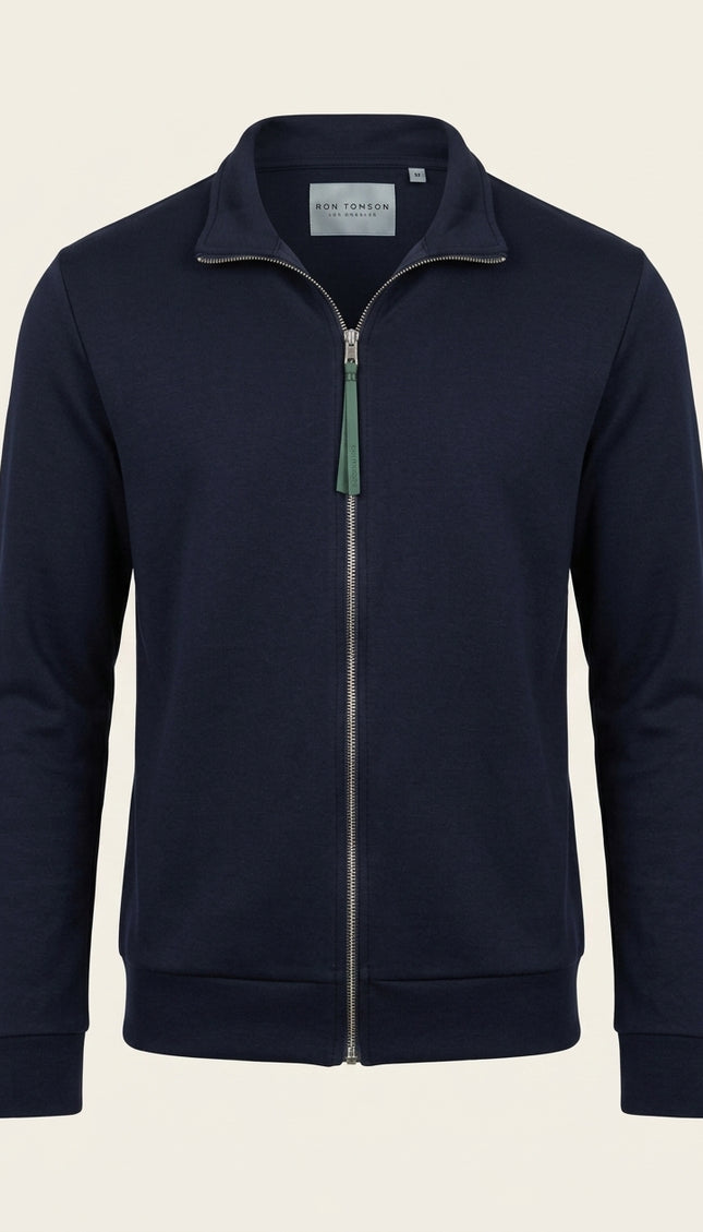Full Zip Sweater - Navy - Front