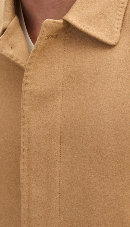 Full Zipped Single Pocket Raincoat - Camel - Ron Tomson