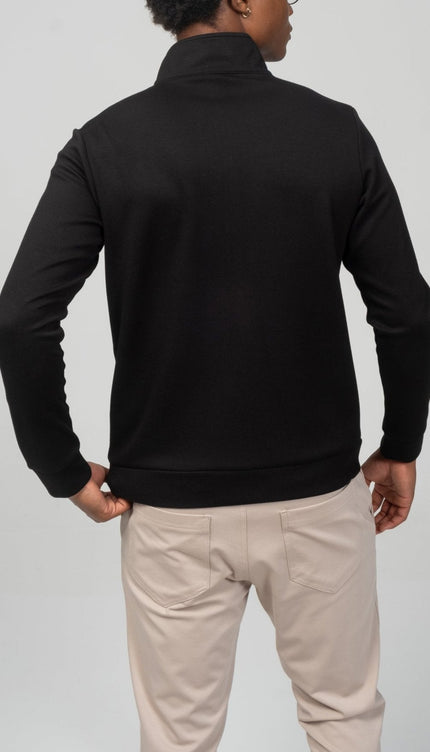 Full Zipper Up Sweater - Black - Ron Tomson