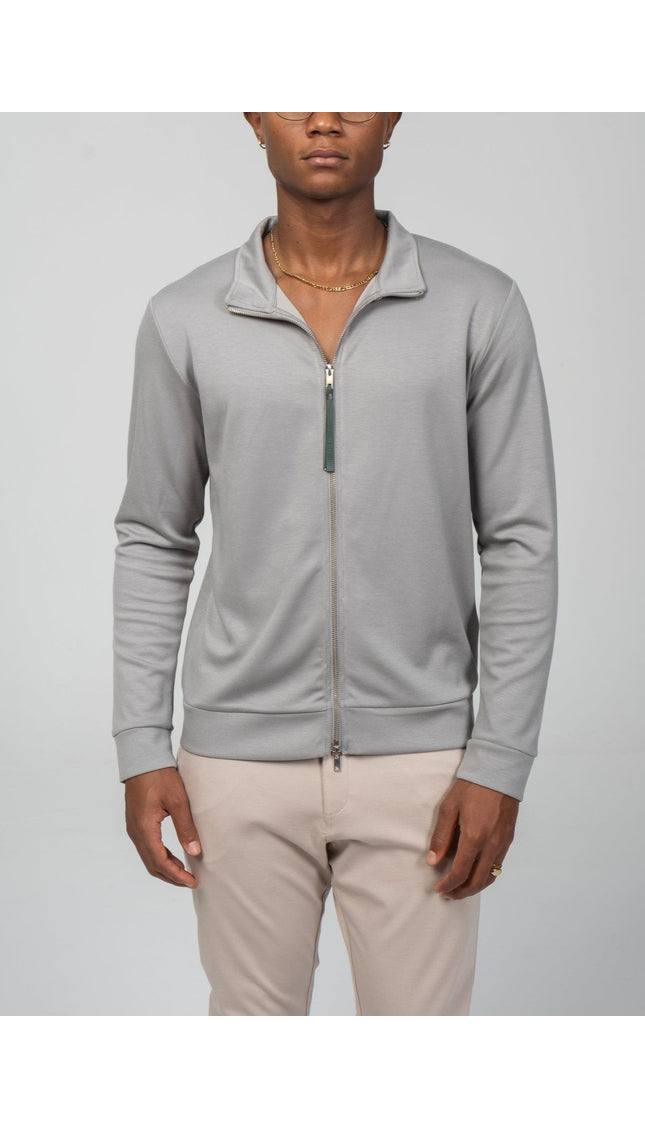 Full Zipper - Up Sweater - Gray - Ron Tomson