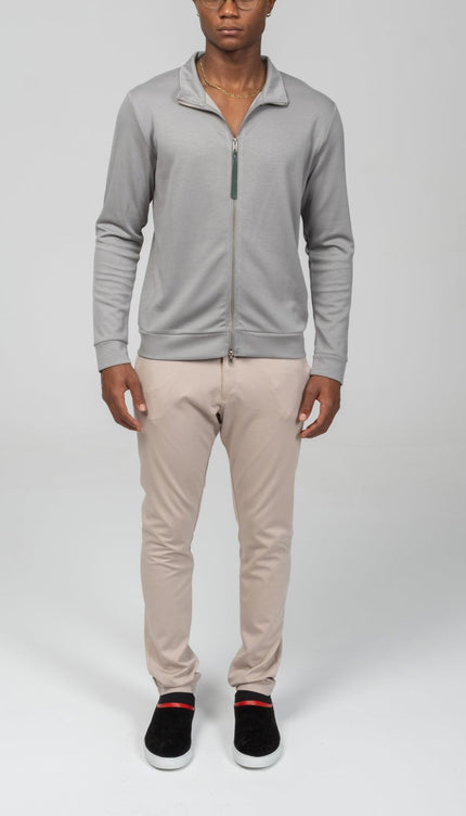 Full Zipper - Up Sweater - Gray - Ron Tomson