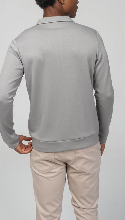 Full Zipper - Up Sweater - Gray - Ron Tomson