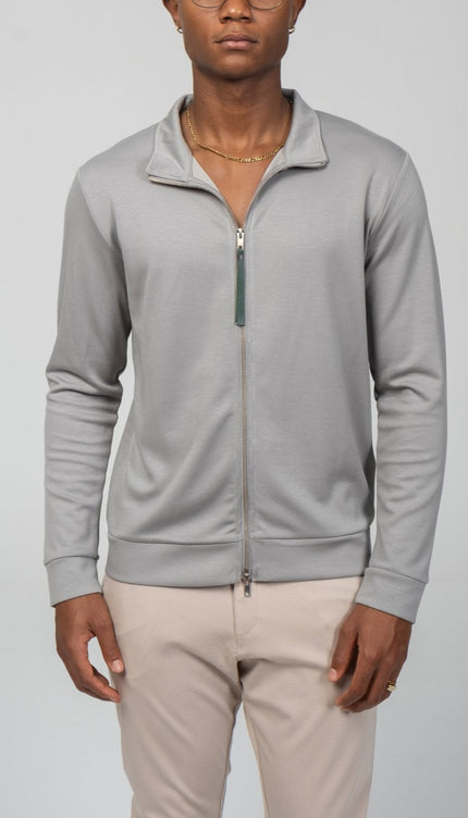 Full Zipper - Up Sweater - Gray - Ron Tomson