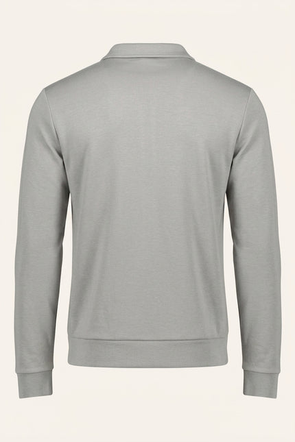 Full Zipper-Up Sweater - Gray - Back