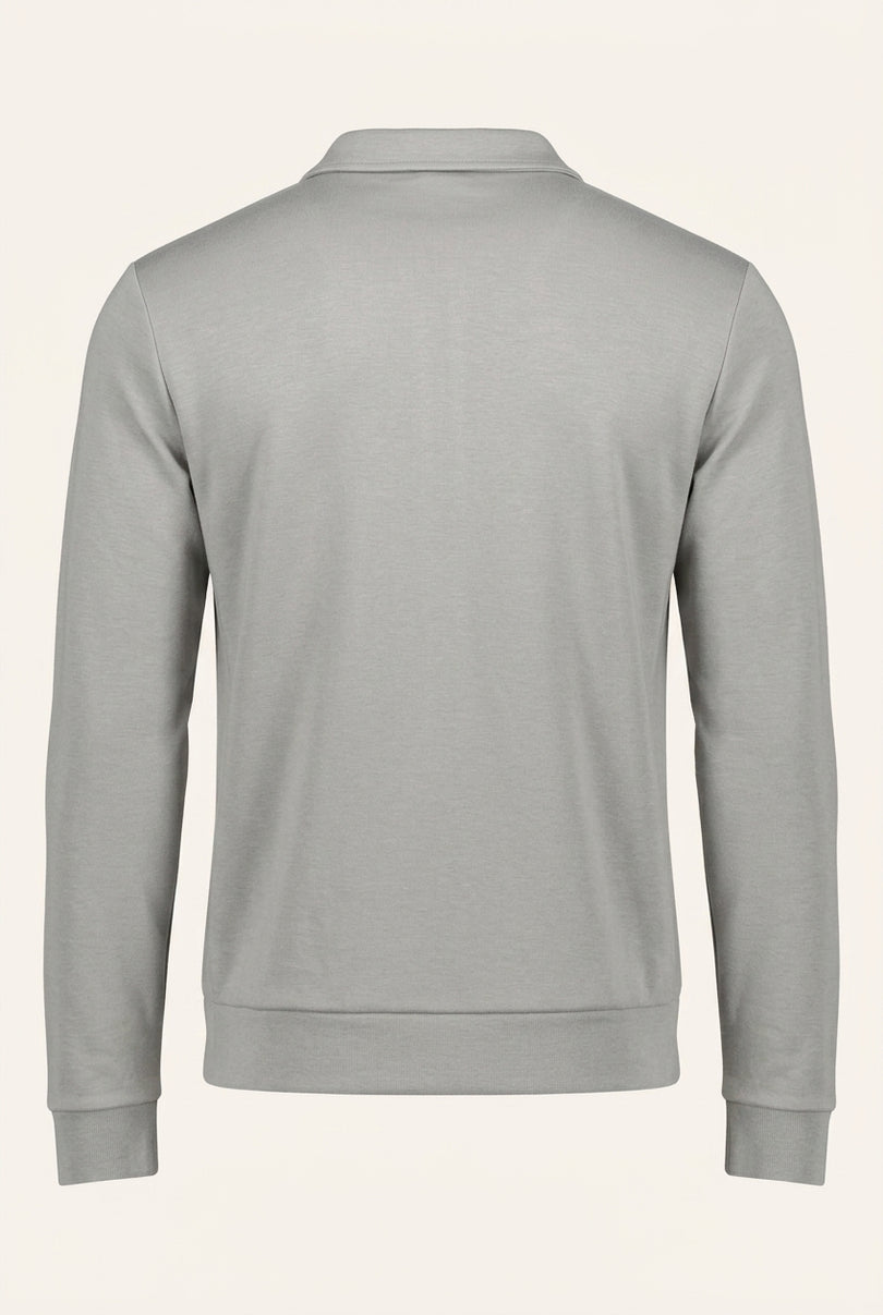 Full Zipper-Up Sweater - Gray - Back