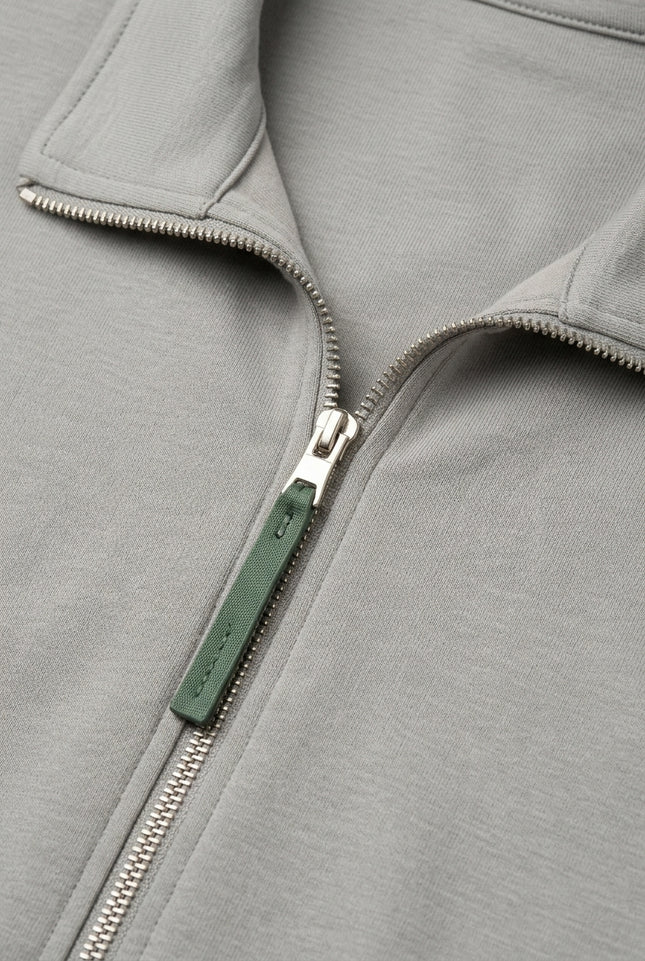 Full Zipper-Up Sweater - Gray - Detail