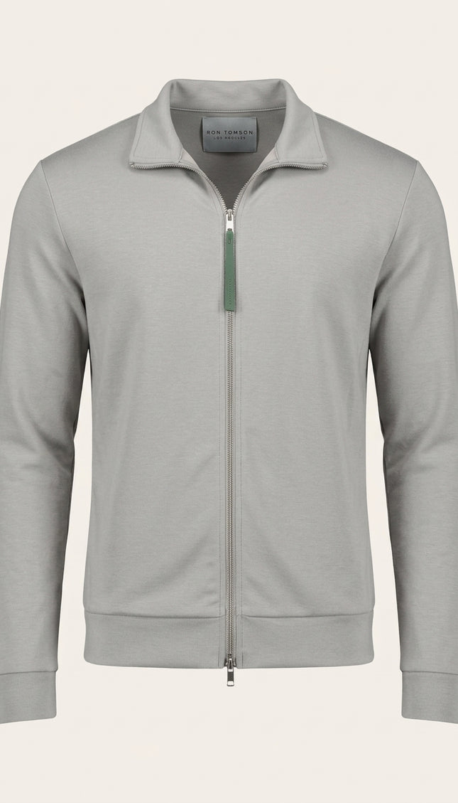 Full Zipper-Up Sweater - Gray - Front