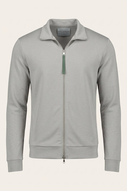 Full Zipper-Up Sweater - Gray - Front