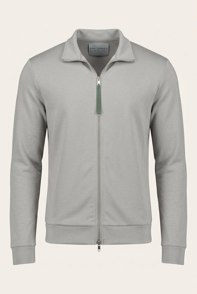 Full Zipper-Up Sweater - Gray - Front