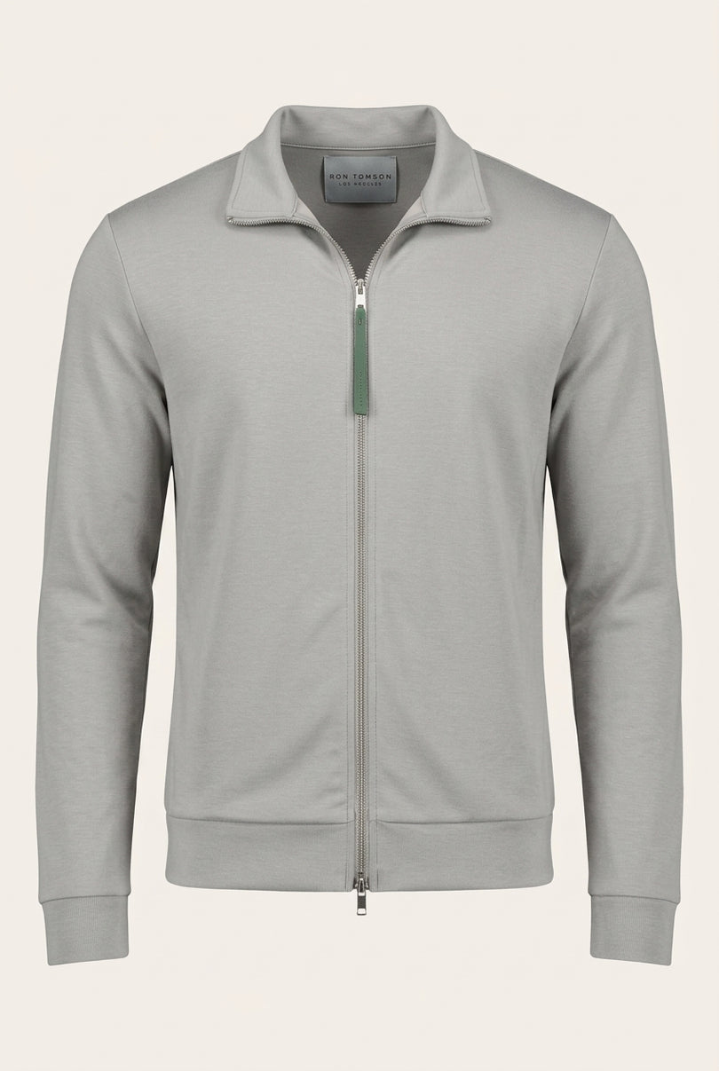 Full Zipper-Up Sweater - Gray - Front