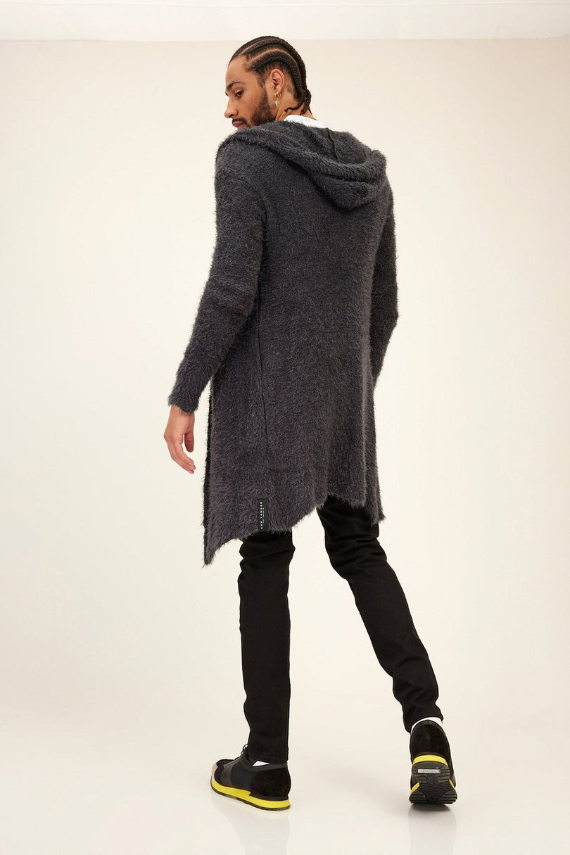 Fuzzy Long Cardigan anthracite 2