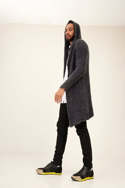 Fuzzy Long Cardigan anthracite 3