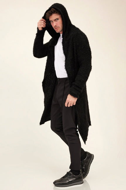 Fuzzy Long Cardigan black 1
