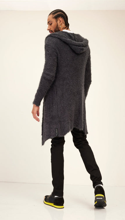 Fuzzy Long Cardigan - Grey - Ron Tomson