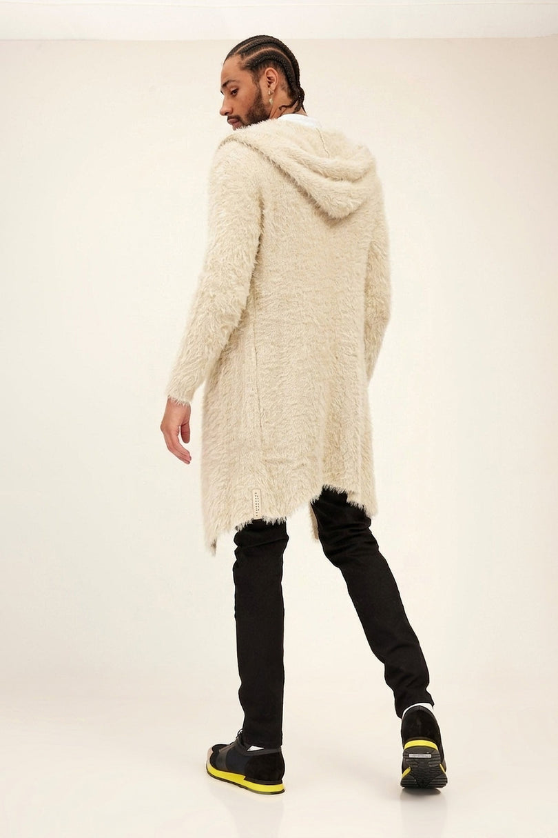 Fuzzy Long Cardigan stone 2