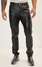 Genuine Lambskin Leather Pants - Black - Ron Tomson