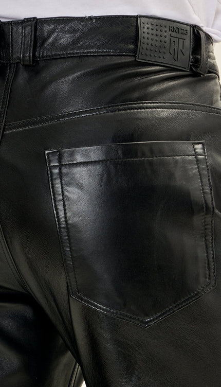 Genuine Lambskin Leather Pants - Black - Ron Tomson