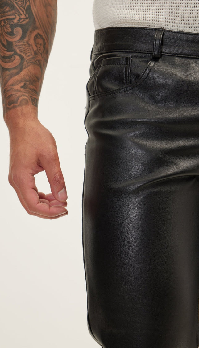 Genuine Lambskin Leather Pants - Black - Ron Tomson