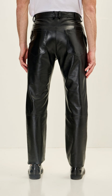 Genuine Lambskin Leather Pants - Black - Ron Tomson