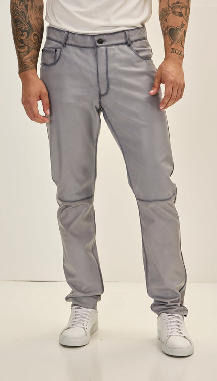 Genuine Lambskin Leather Pants - GREY TINT - Ron Tomson