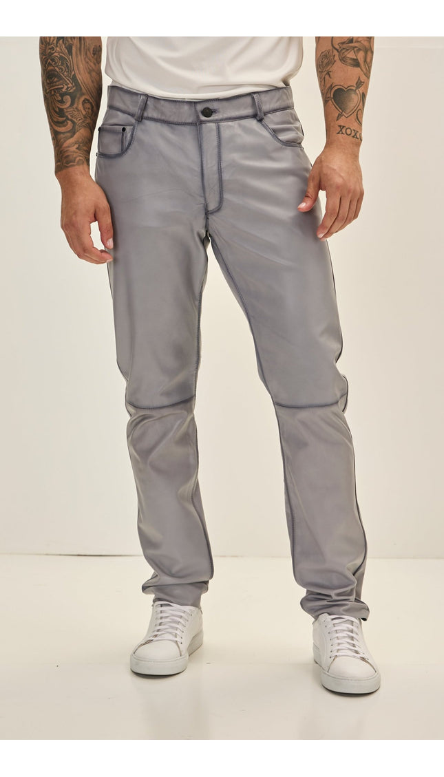 Genuine Lambskin Leather Pants - GREY TINT - Ron Tomson