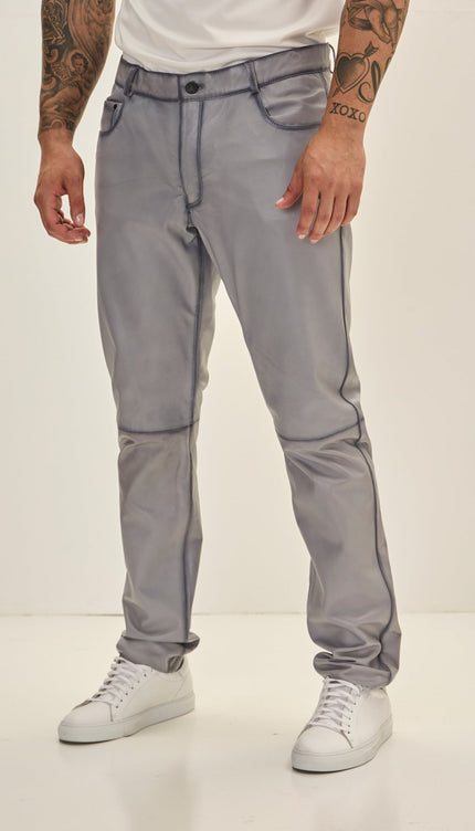 Genuine Lambskin Leather Pants - GREY TINT - Ron Tomson