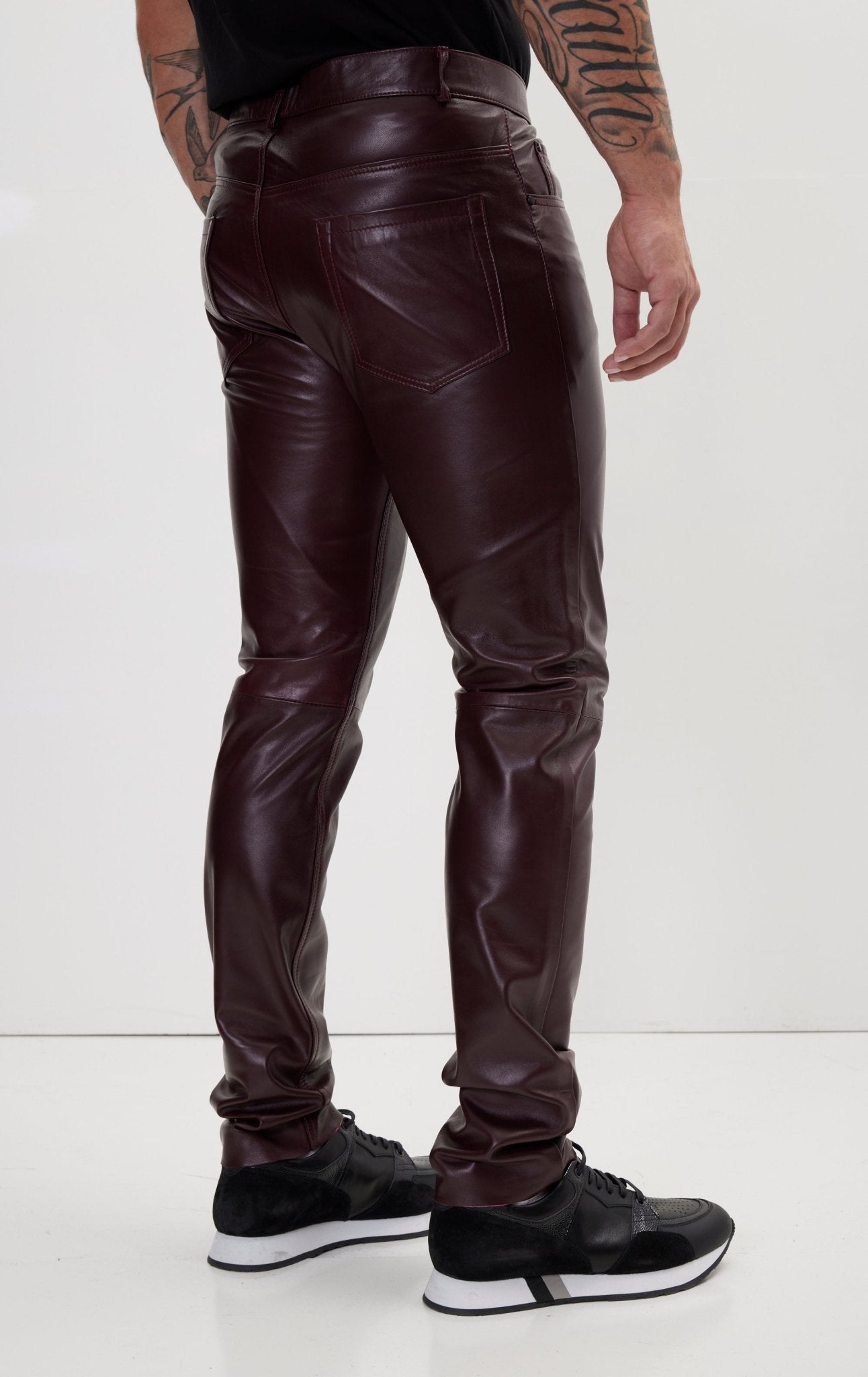 Genuine Lambskin Leather Pants - Wine - Ron Tomson