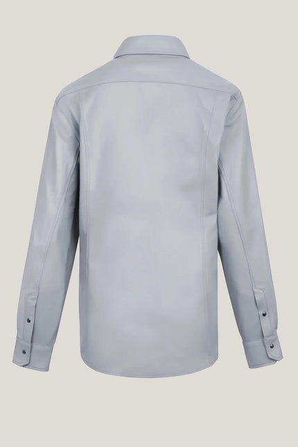 Men's Genuine Lambskin Leather Shirt - Grey - Ron Tomson Leather