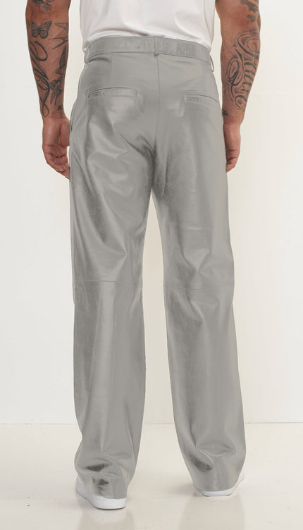 Genuine Lambskin Leather Trousers - Grey - Ron Tomson