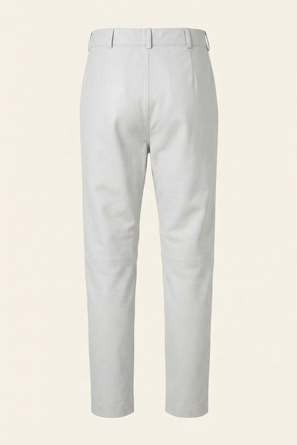 Genuine Lambskin Leather Trousers - White - Back