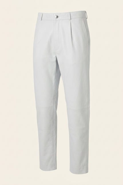 Genuine Lambskin Leather Trousers - White - Front