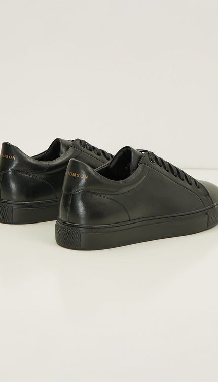 Genuine Leather Court Sneakers - Black - Ron Tomson