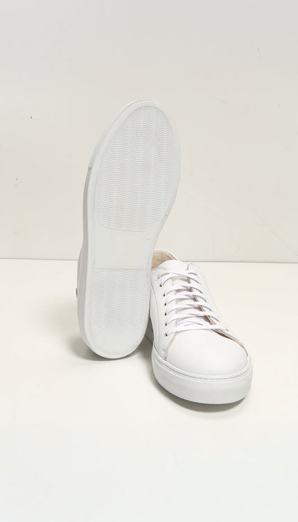 Genuine Leather Court Sneakers - White - Ron Tomson