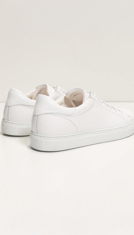 Genuine Leather Court Sneakers - White - Ron Tomson