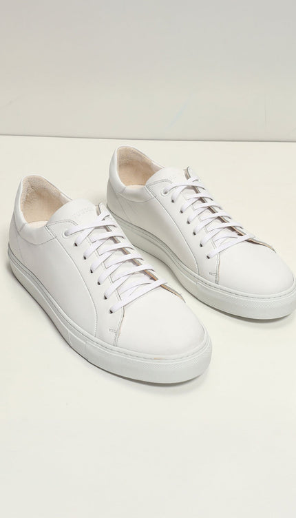 Genuine Leather Court Sneakers - White - Ron Tomson