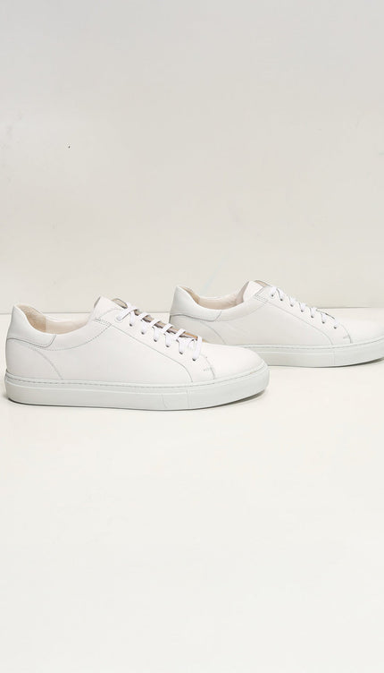 Genuine Leather Court Sneakers - White - Ron Tomson