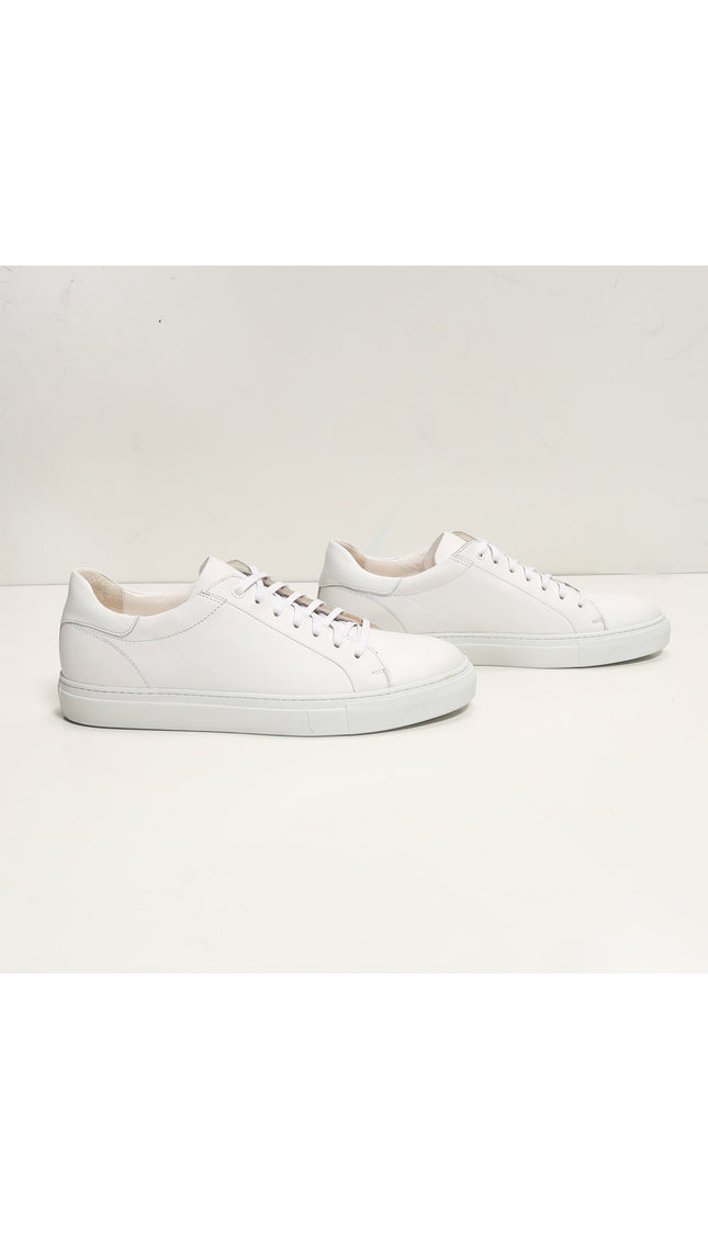 Genuine Leather Court Sneakers - White - Ron Tomson