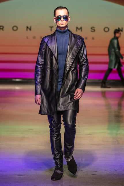 Men's Genuine Leather Rebel Jacket - Black Black - Ron Tomson Leather