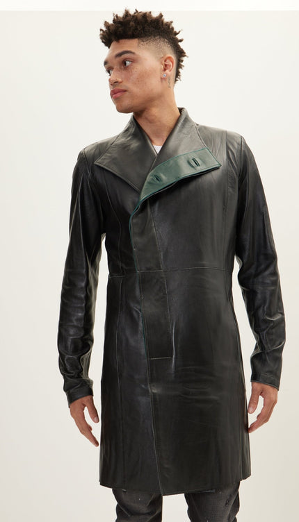 Genuine Leather Rebel Jacket - Black Green - Ron Tomson