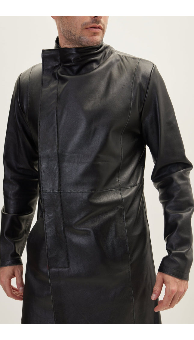Genuine Leather Rebel Jacket - Black Red - Ron Tomson