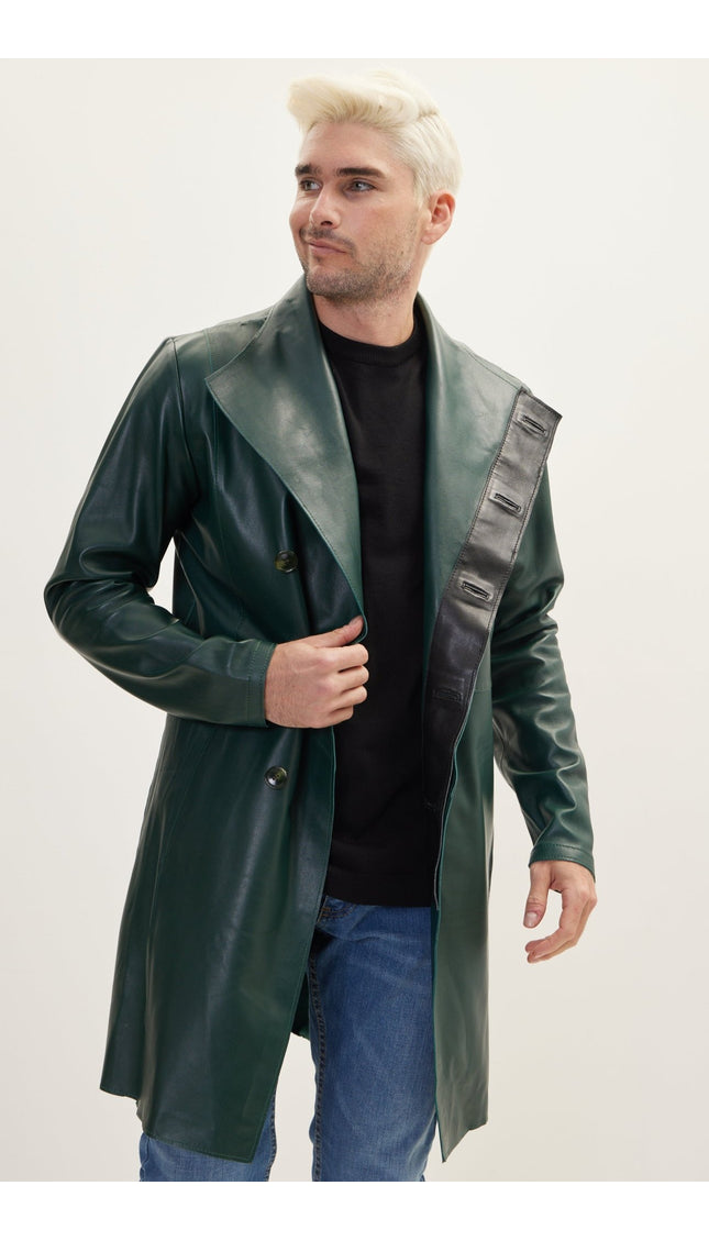 Genuine Leather Rebel Jacket - Green Black - Ron Tomson