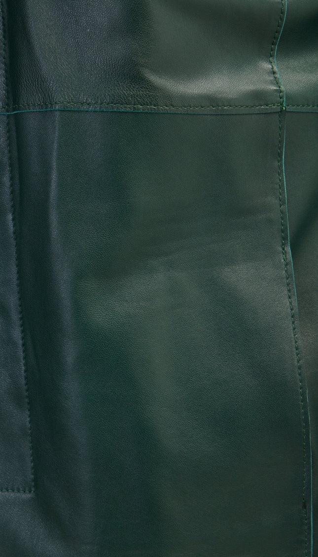 Genuine Leather Rebel Jacket - Green Black - Ron Tomson