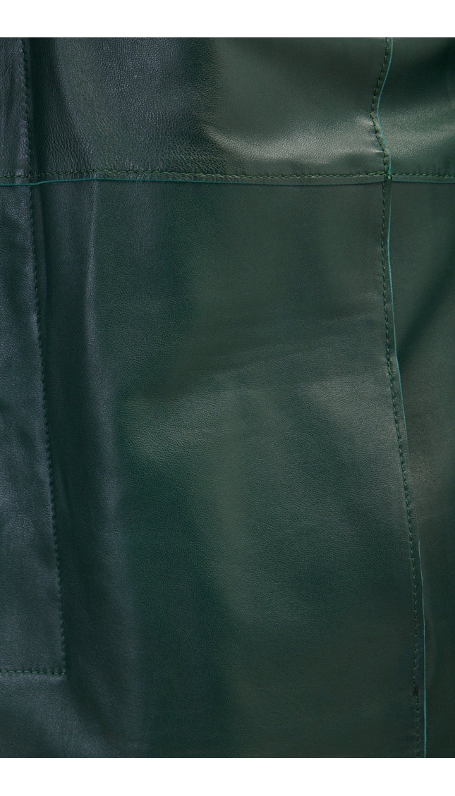 Genuine Leather Rebel Jacket - Green Black - Ron Tomson