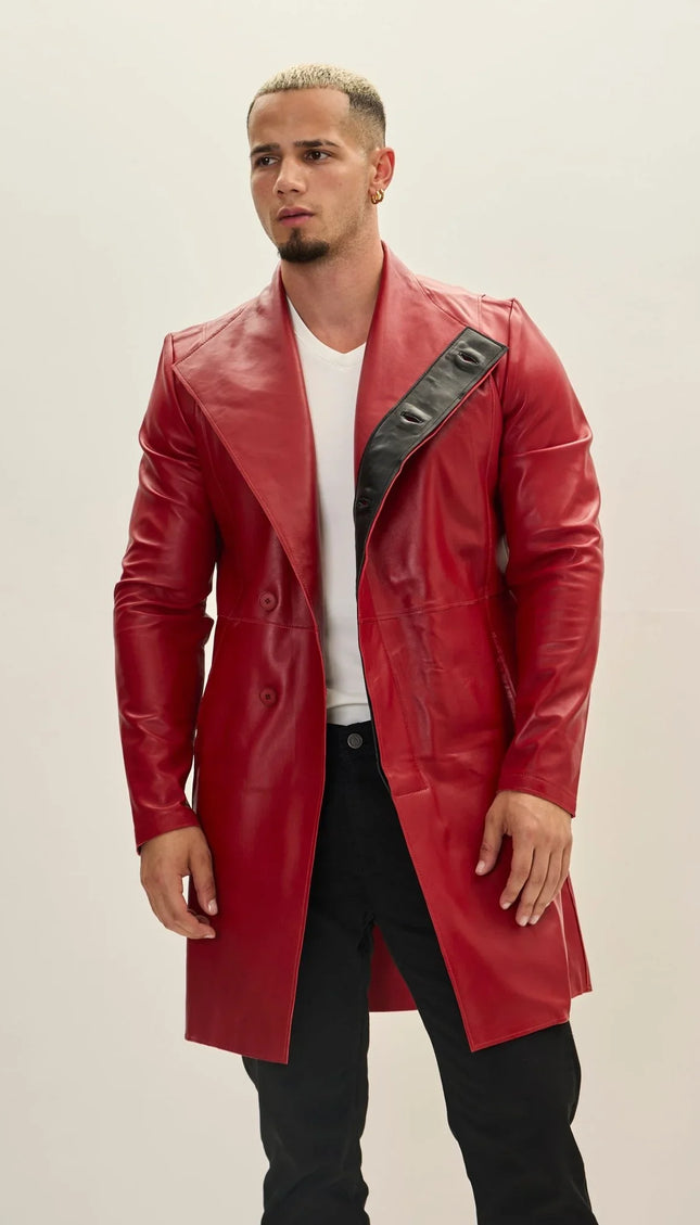 Genuine Leather Rebel Jacket Red Black - Main Image