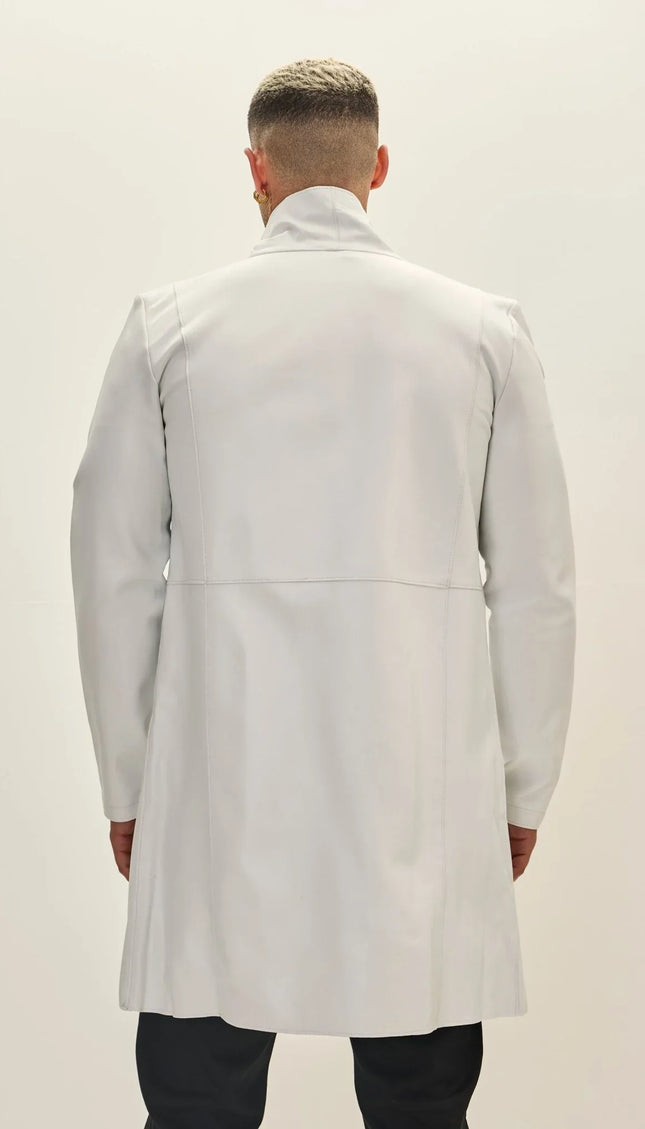 Genuine Leather Rebel Jacket - White Black - Ron Tomson