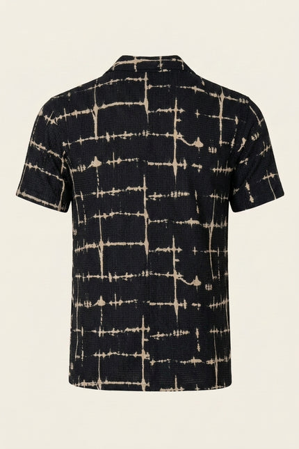 Geometric Camp Collar Shirt - Black - Back