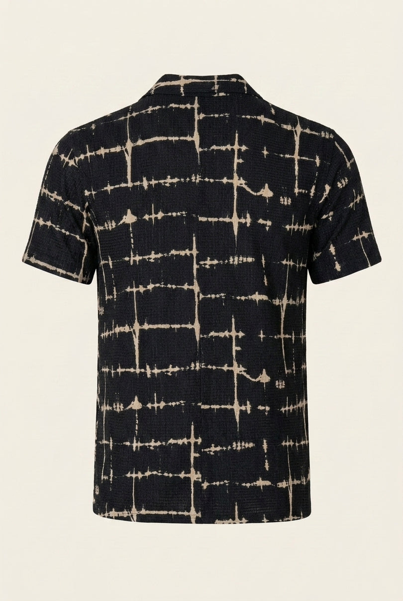 Geometric Camp Collar Shirt - Black - Back