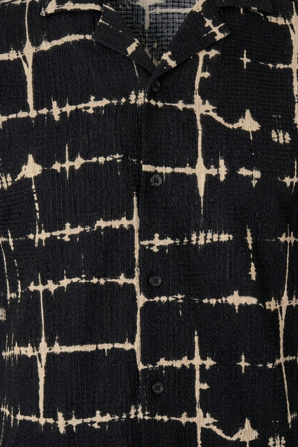 Geometric Camp Collar Shirt - Black - Detail